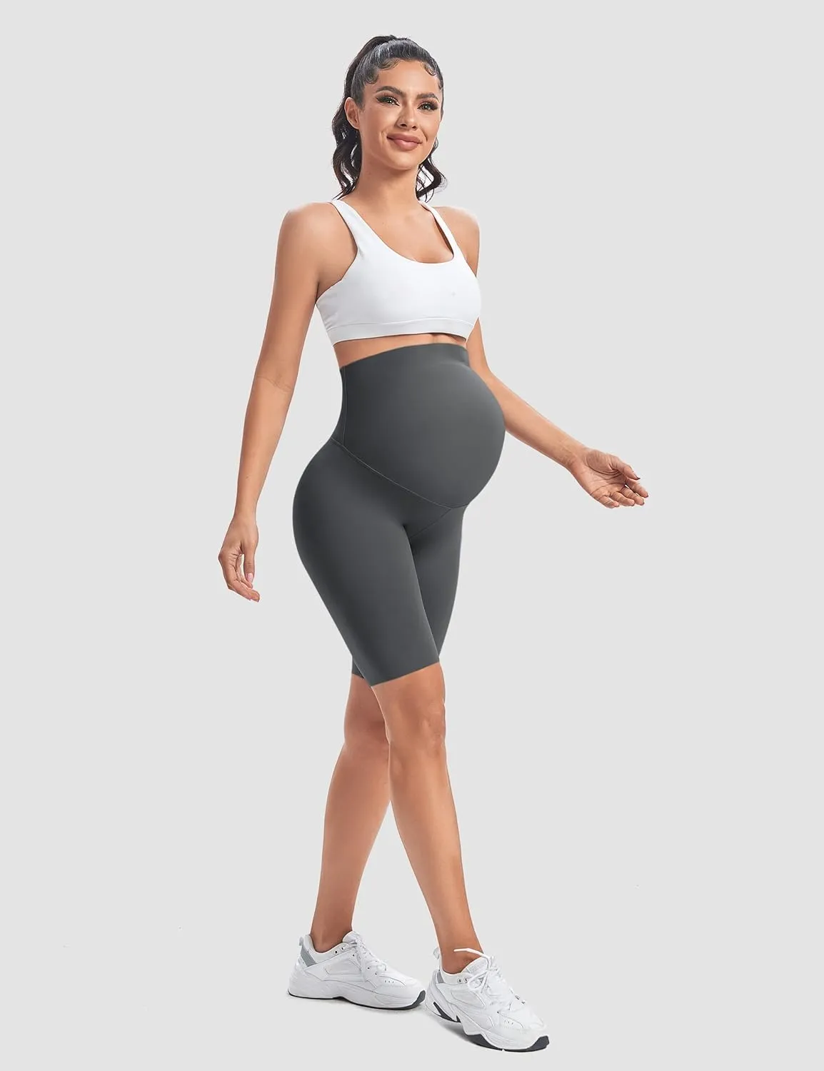 Buttergene Maternity Shorts Over Belly Maternity Biker Shorts Pregnancy Shorts Athletic Workout Bike Running Shorts Pants