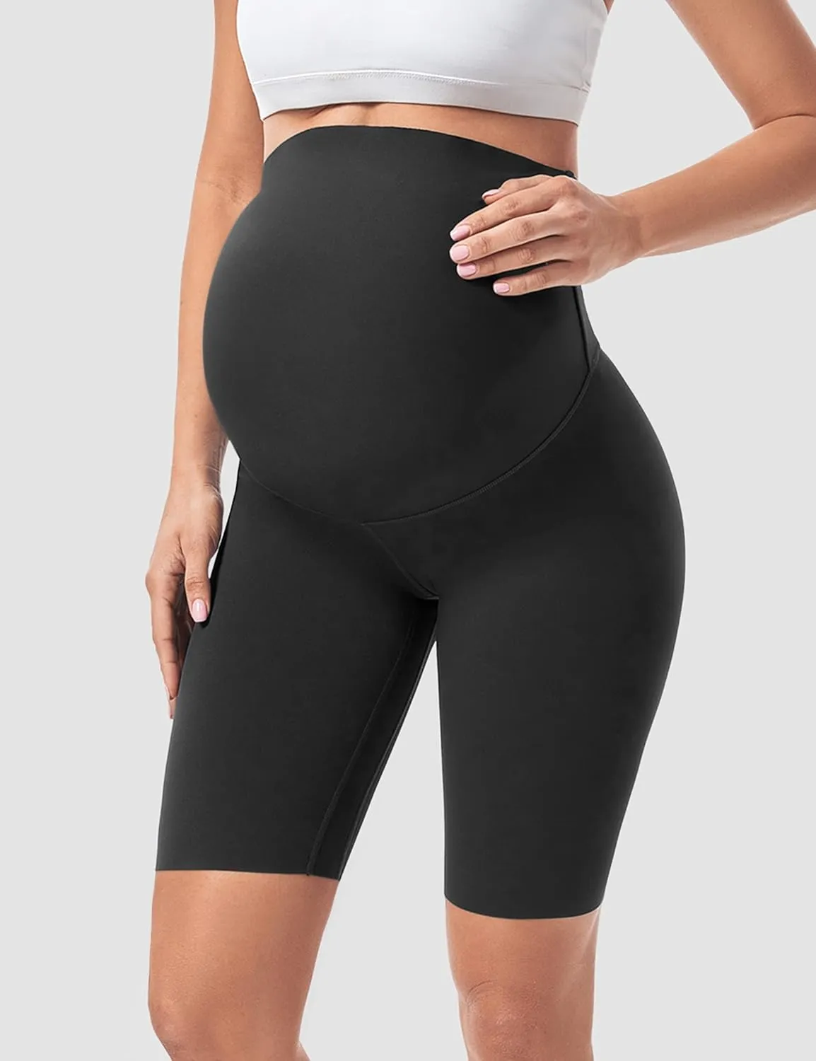 Buttergene Maternity Shorts Over Belly Maternity Biker Shorts Pregnancy Shorts Athletic Workout Bike Running Shorts Pants