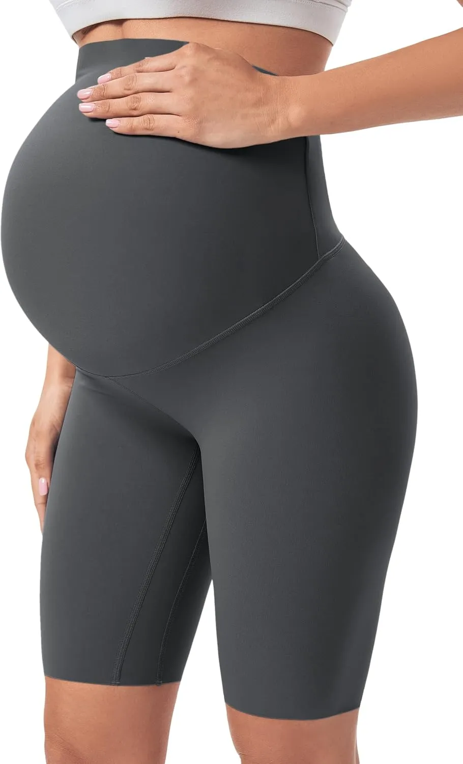 Buttergene Maternity Shorts Over Belly Maternity Biker Shorts Pregnancy Shorts Athletic Workout Bike Running Shorts Pants