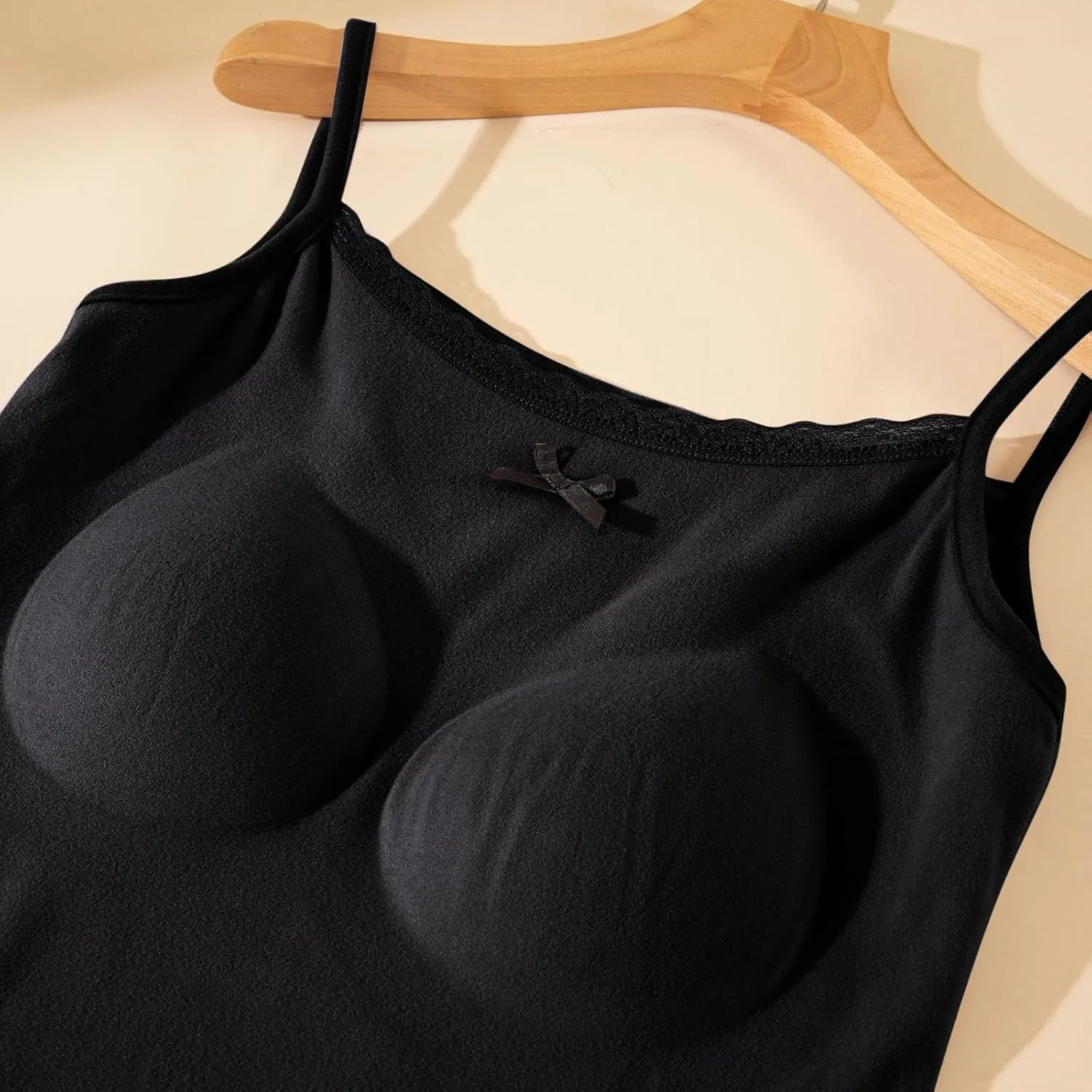 Camisole Top for Women Cute Lace Bow Spaghetti Strap Cami Tops with Built-In Bra Casual Comfort Basic Underwear Soft