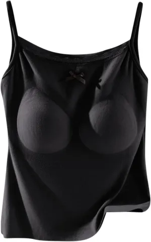 Camisole Top for Women Cute Lace Bow Spaghetti Strap Cami Tops with Built-In Bra Casual Comfort Basic Underwear Soft