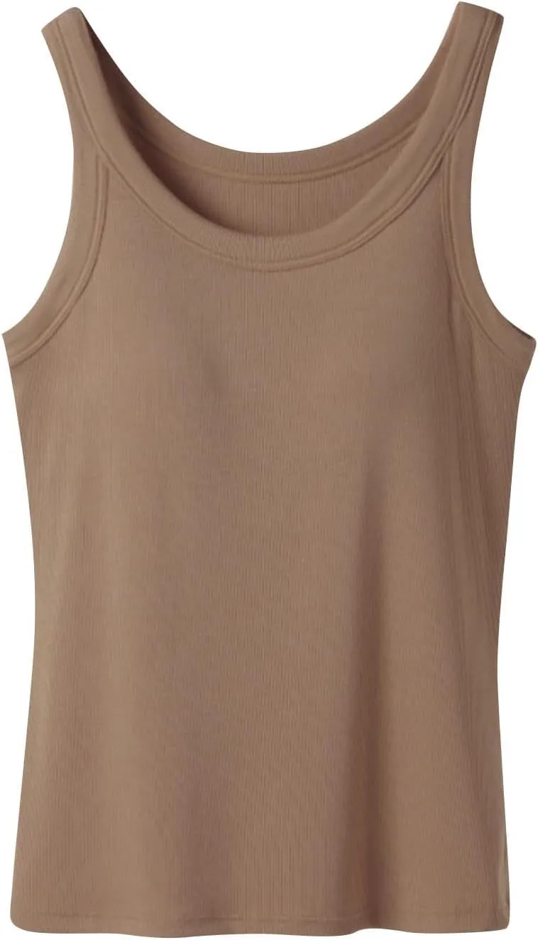 Camisole Tops for Women Built in Bra Cotton Soft Workout Padded Underwear Summer Running Layering Cami Undershirt