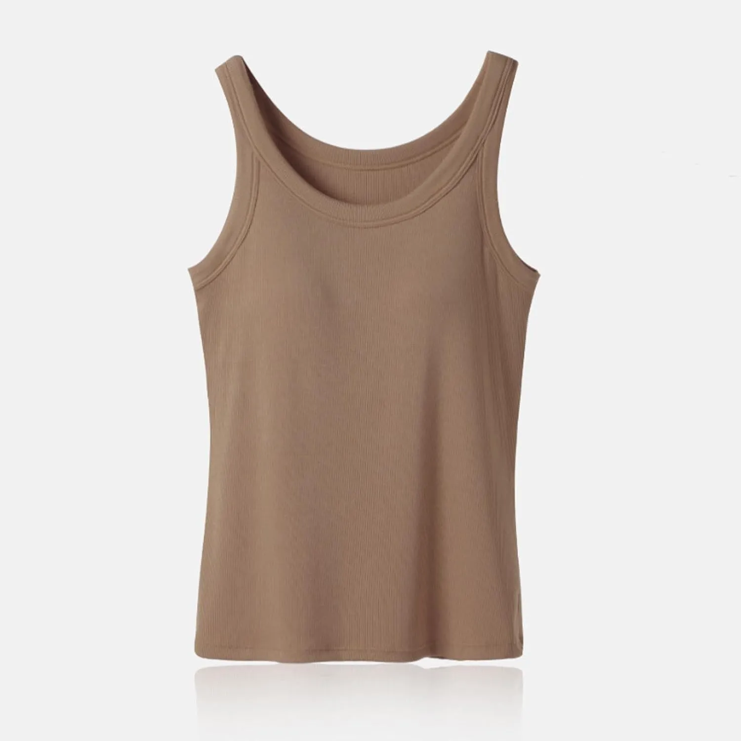 Camisole Tops for Women Built in Bra Cotton Soft Workout Padded Underwear Summer Running Layering Cami Undershirt