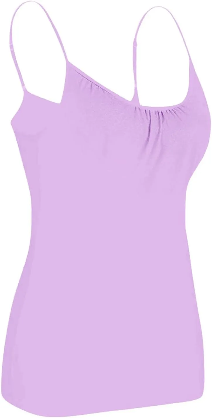 Camisole Tops with Built in Bra for Women Summer Modal Casual Running Layering Fitness Workout Outfits Shirts Cami