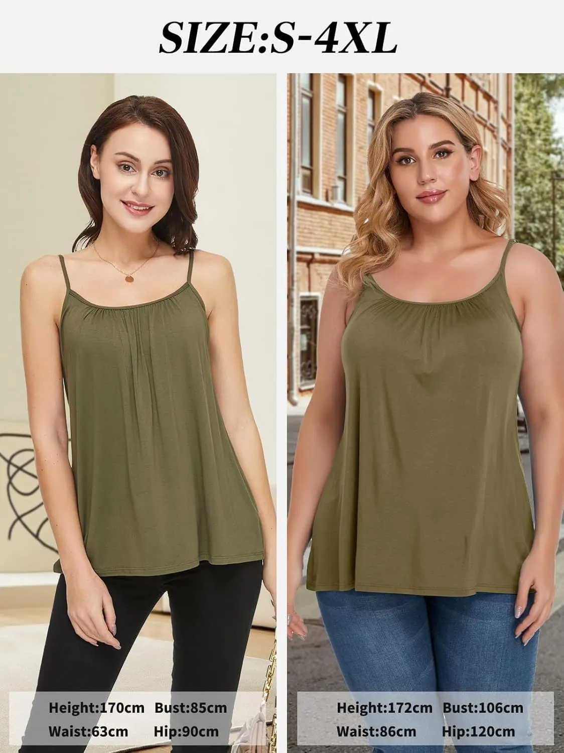 Camisoles for Women with Built in Bra Adjustable Strap Tank Tops Cami Sleeveless Summer Tops for Workout Sleeping Traveling