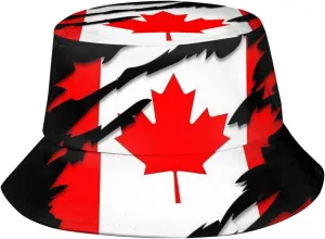 Canada Flag Bucket Hat Fashion Beach Sun Wide Brim Cap Outdoor Fisherman Hats for Women Men Teens