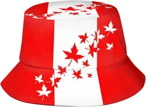Canada Flag Bucket Hat Fashion Beach Sun Wide Brim Cap Outdoor Fisherman Hats for Women Men Teens