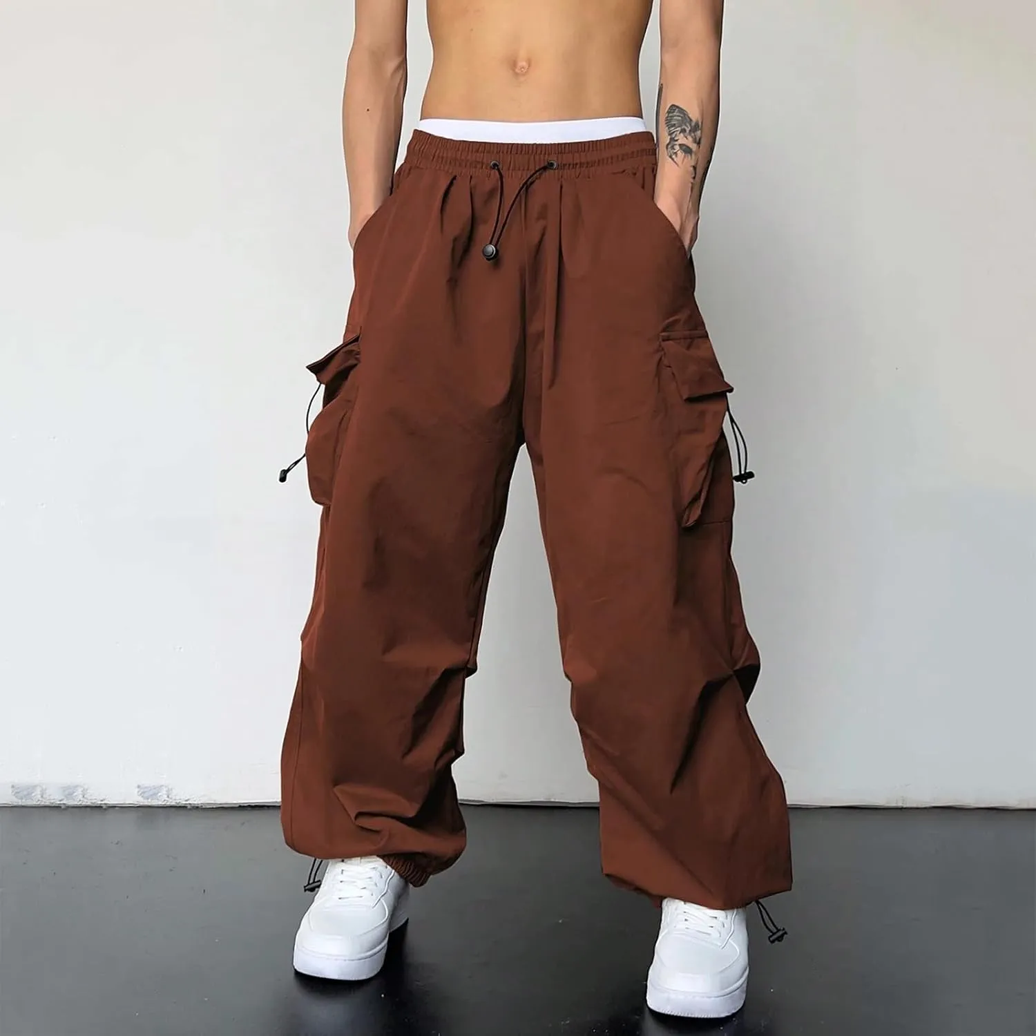 Cargo Pants for Men Baggy Casual Trendy Parachute Pant Loose Fit Harem Streetwear Joggers with Pockets