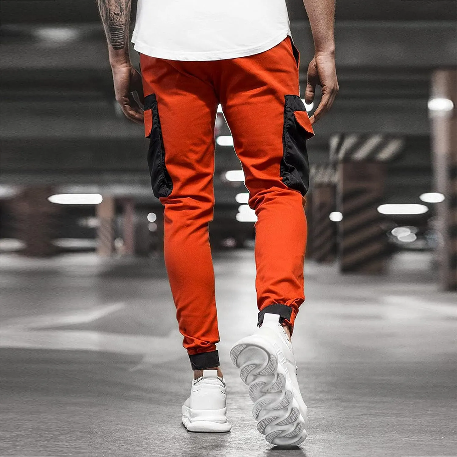 Cargo Pants for Men Relaxed Fit Pants Men's Fleece Cargo Sweatpants Heavyweight Mens Fashion Athletic Joggers Pants