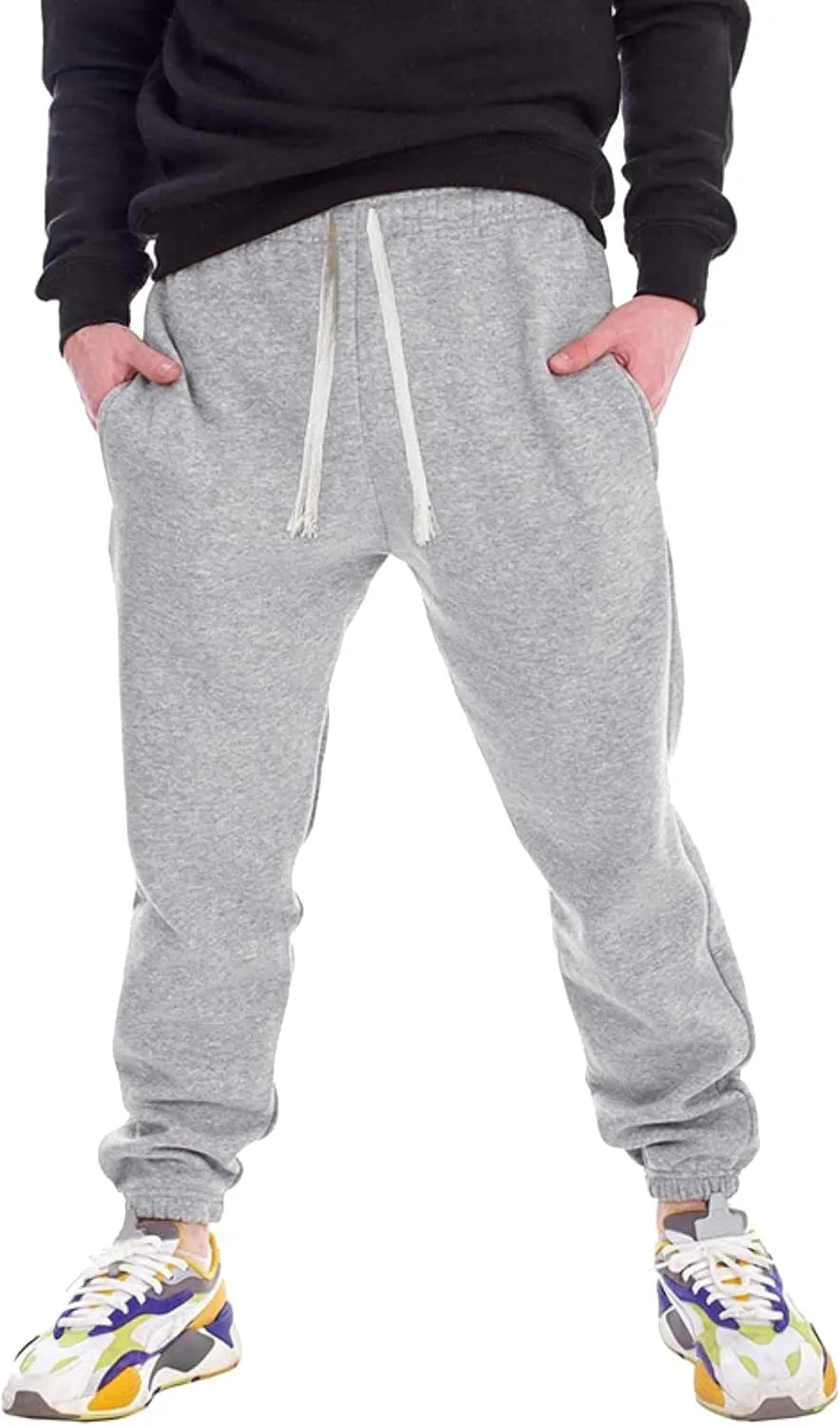 Cargo Pants for Men Relaxed Fit Sports Mens Premium Slim Fleece Pants Zipper Pockets Athletic Jogger Fitness Workout
