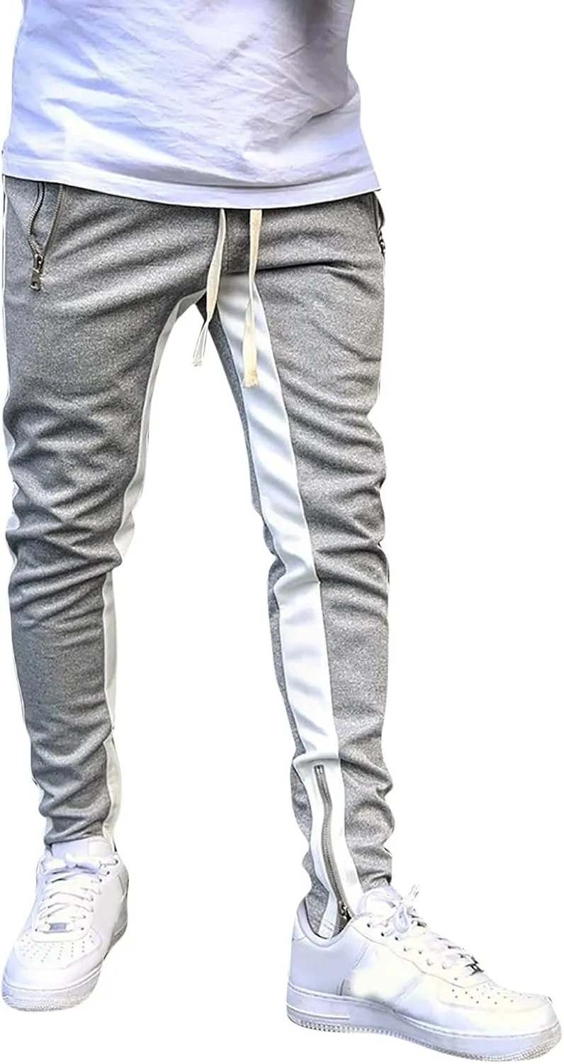 Cargo Trousers for Men Bottoms Mens Jogging Bottoms Slim Fit Sports Trousers with Zip Pockets Mens Cargo Sweatpants