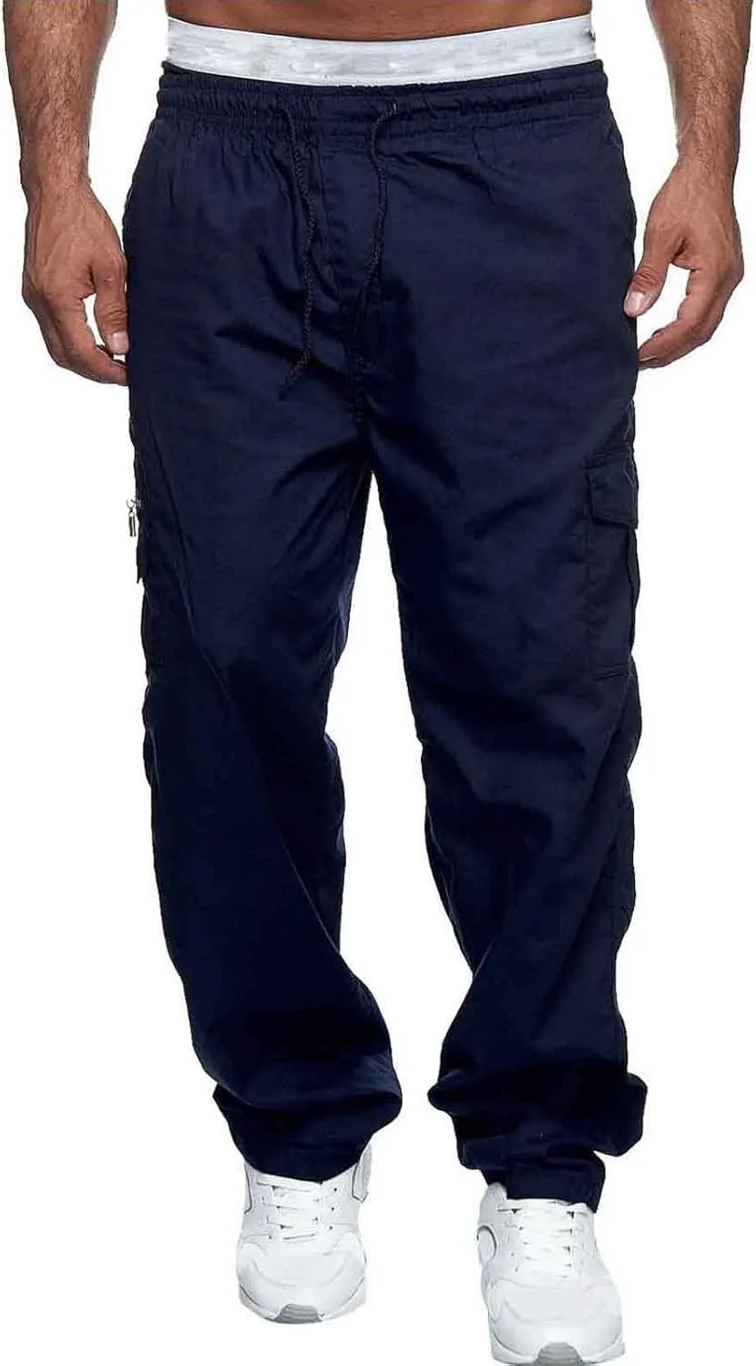 Cargo Trousers for Men Tracksuit Bottoms Mens Joggers Jogging Bottoms with Zip Pockets Men's Joggers Clearance Slim