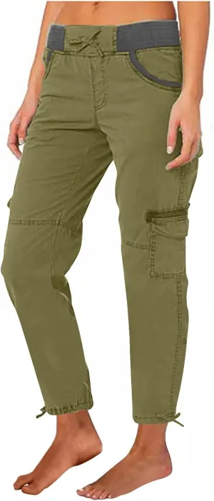 Casual Cargo Pants for Women Solid Color Straight Leg Pants Loose Fit Streetwear Trendy Casual Trousers