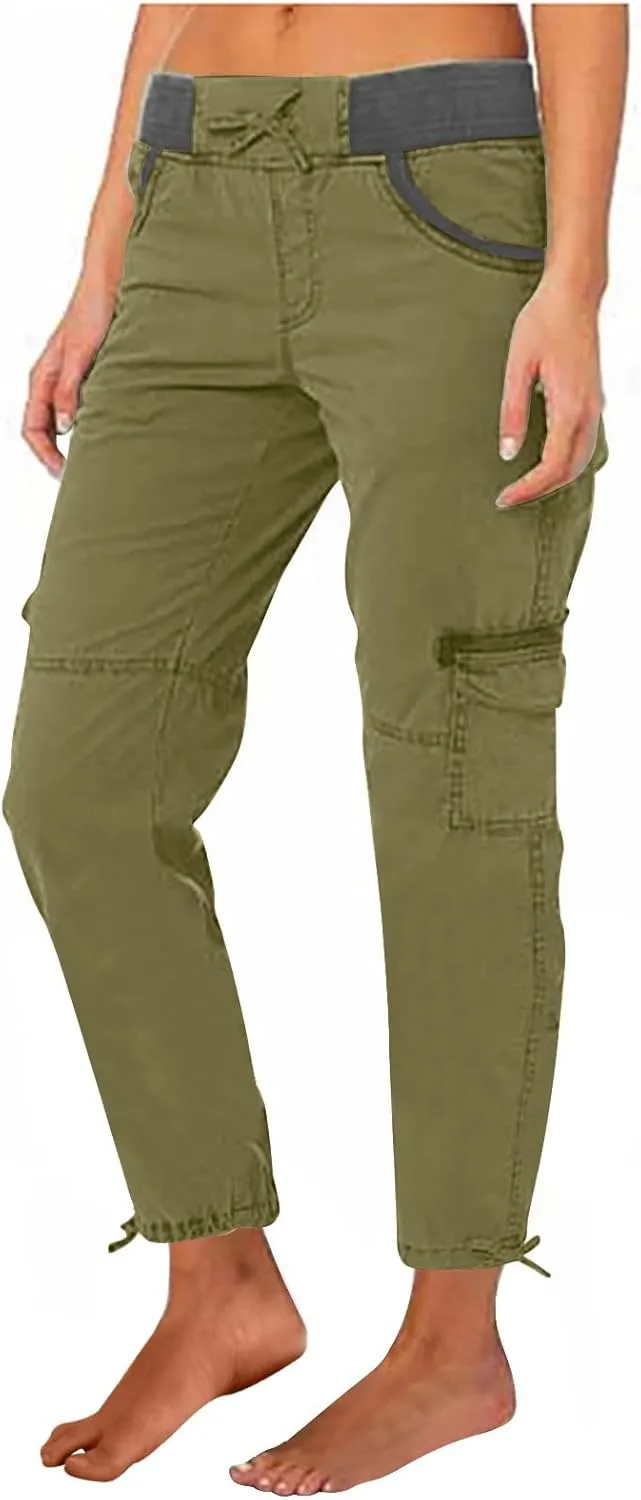 Casual Cargo Pants for Women Solid Color Straight Leg Pants Loose Fit Streetwear Trendy Casual Trousers