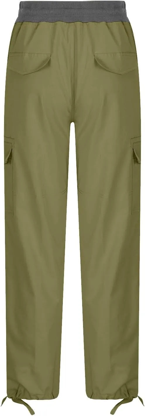 Casual Cargo Pants for Women Solid Color Straight Leg Pants Loose Fit Streetwear Trendy Casual Trousers