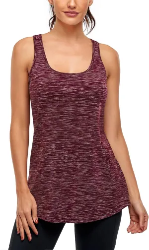 Cestyle Womens Tank Tops with Built in Bras Racerback Yoga Workout Sports Activewear