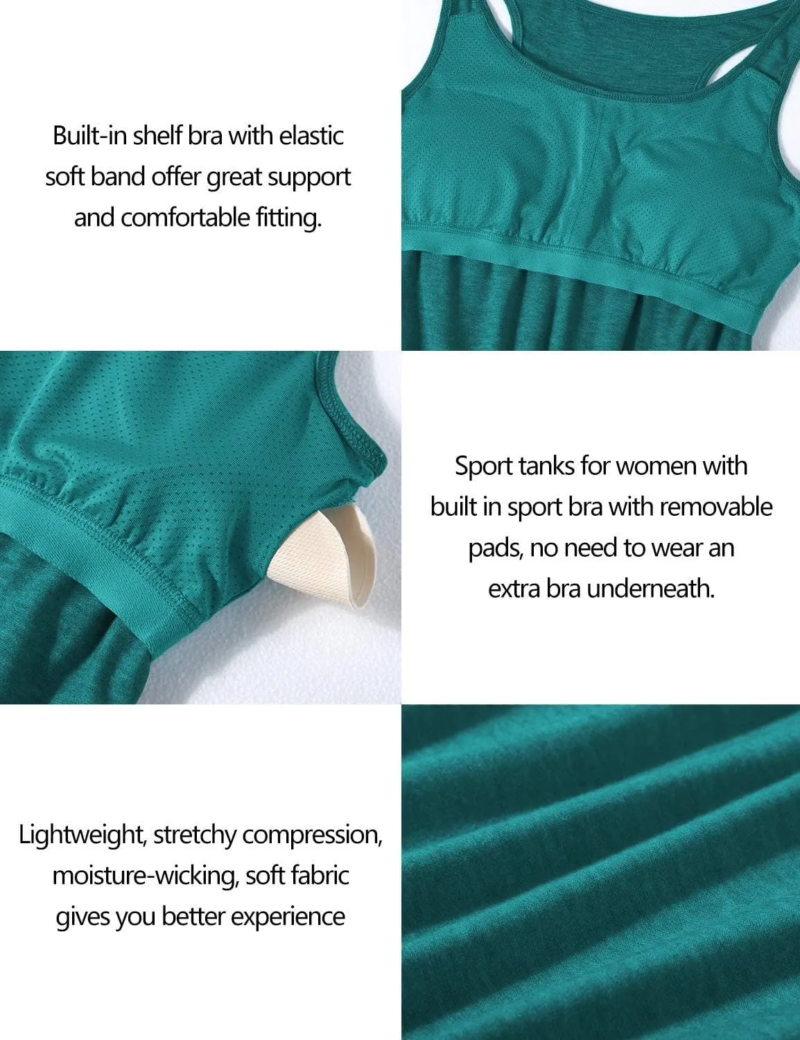 Cestyle Womens Tank Tops with Built in Bras Racerback Yoga Workout Sports Activewear