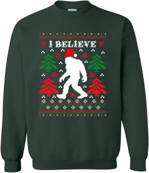 City Shirts I Believe Sasquatch Big Foot Ugly Funny X-mas Holiday Christmas Crewneck Sweatshirt