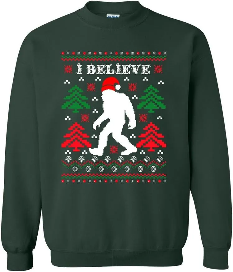 City Shirts I Believe Sasquatch Big Foot Ugly Funny X-mas Holiday Christmas Crewneck Sweatshirt