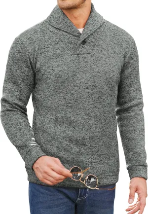COOFANDY Men Dress Sweater Shawl Collar Sweatshirt Fashion Light Fleece Sweatshirt Dark Blue