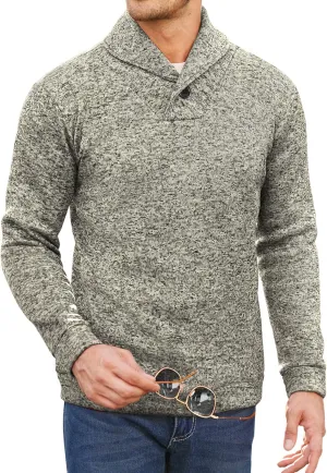 COOFANDY Men Dress Sweater Shawl Collar Sweatshirt Fashion Light Fleece Sweatshirt Dark Blue
