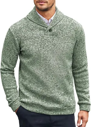 COOFANDY Men Dress Sweater Shawl Collar Sweatshirt Fashion Light Fleece Sweatshirt Dark Blue