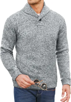 COOFANDY Men Dress Sweater Shawl Collar Sweatshirt Fashion Light Fleece Sweatshirt Dark Blue