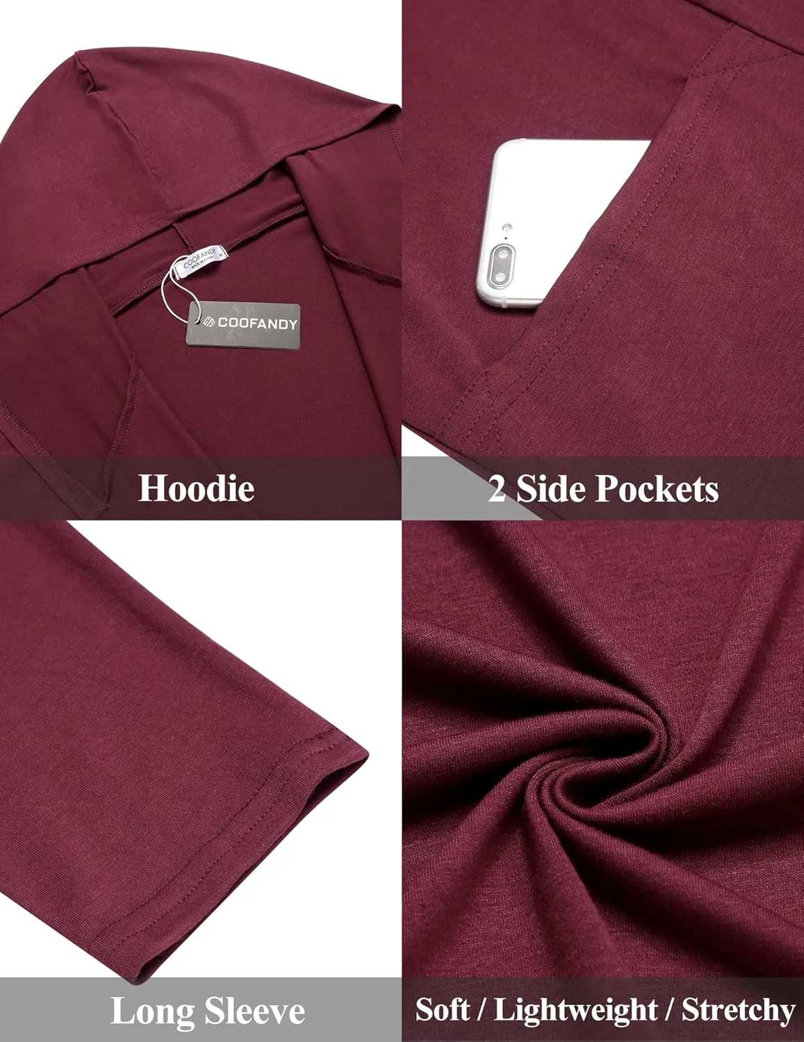 COOFANDY Men's Long Hooded Cardigan Shawl Collar Lightweight Open Front Drape Cape Overcoat with Pockets