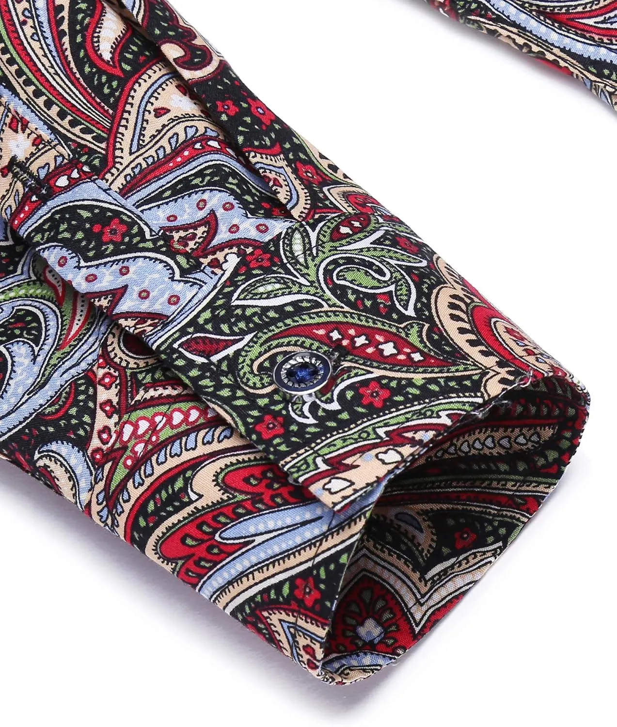 COOFANDY Men's Paisley Cotton Long Sleeve Shirt Floral Print Casual Retro Button Down Shirt