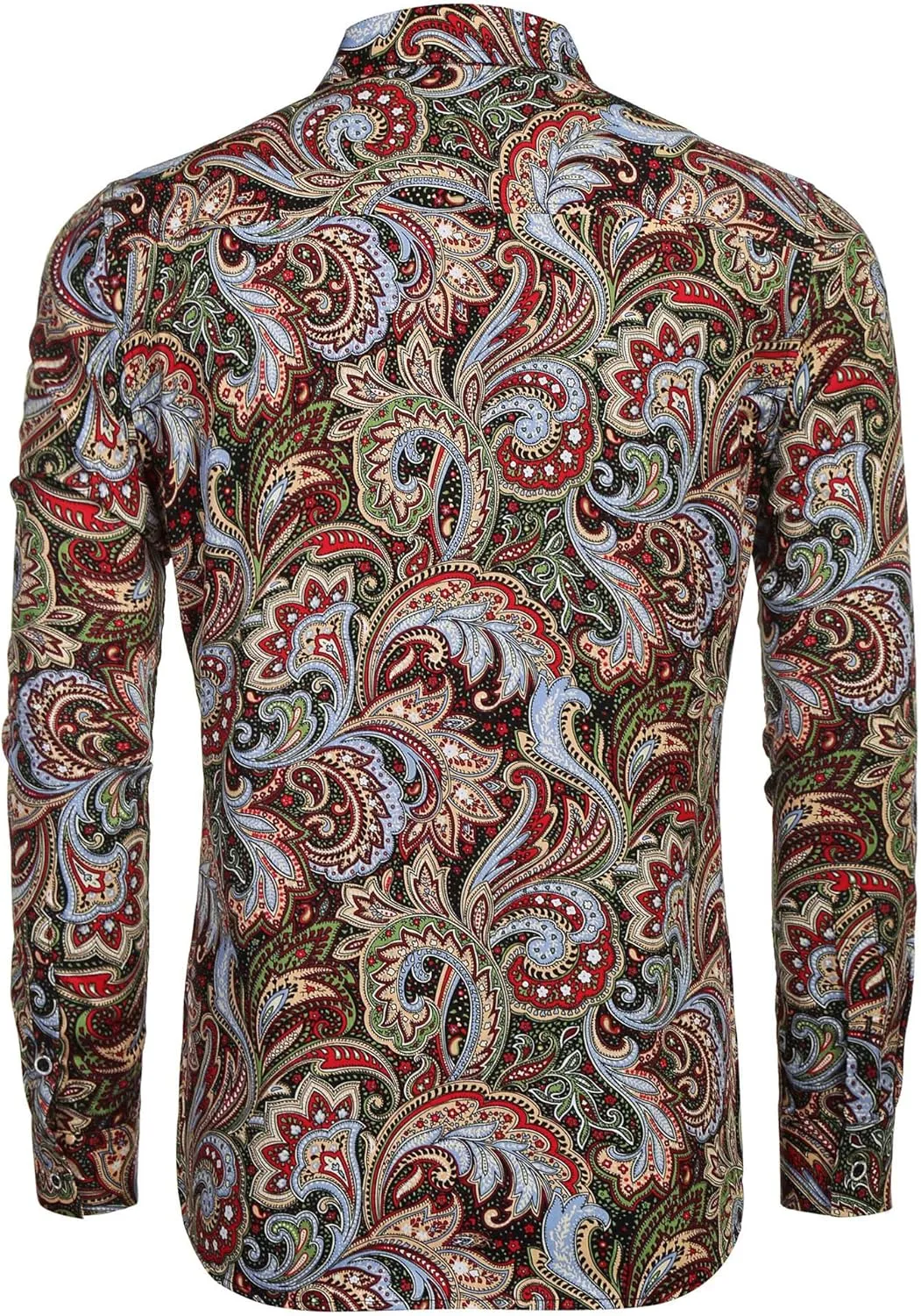 COOFANDY Men's Paisley Cotton Long Sleeve Shirt Floral Print Casual Retro Button Down Shirt