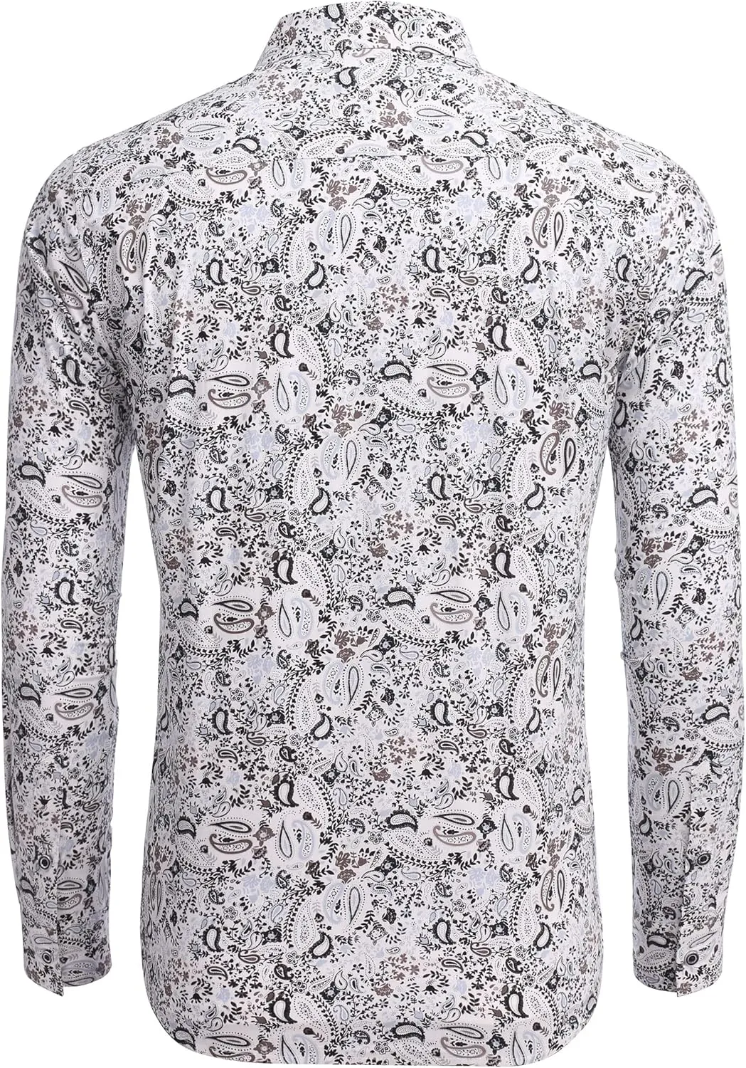 COOFANDY Men's Paisley Cotton Long Sleeve Shirt Floral Print Casual Retro Button Down Shirt
