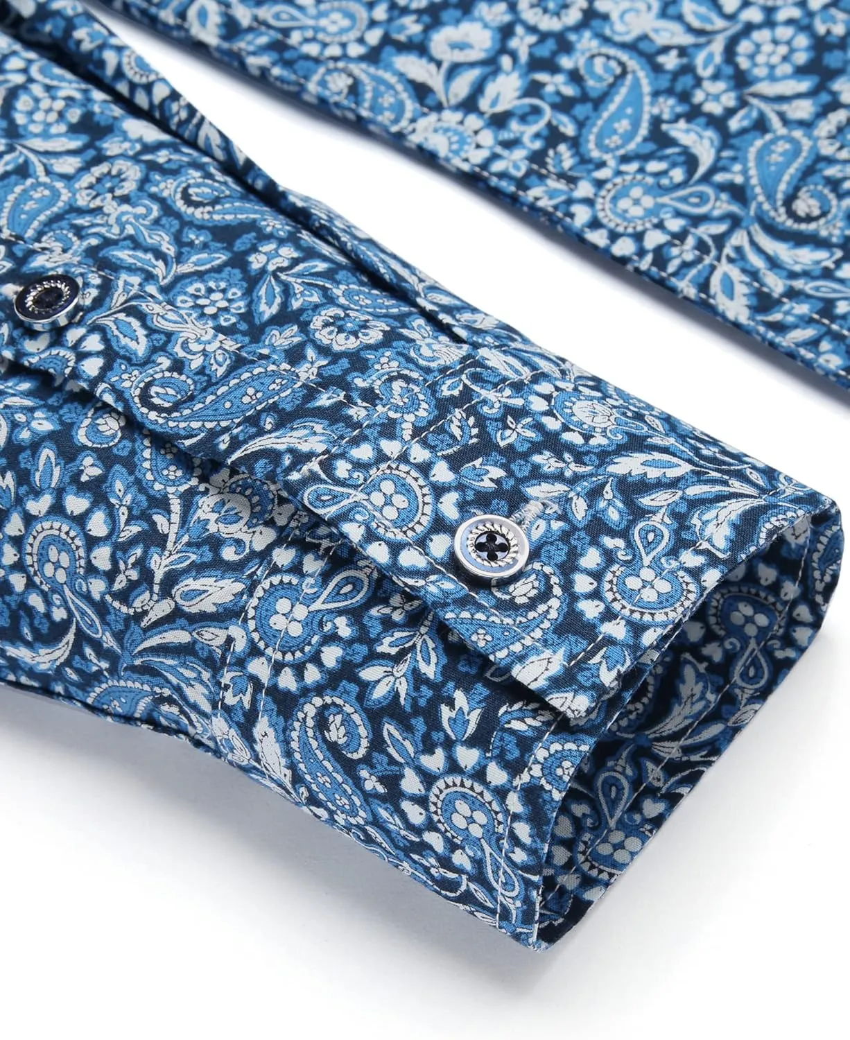 COOFANDY Men's Paisley Cotton Long Sleeve Shirt Floral Print Casual Retro Button Down Shirt