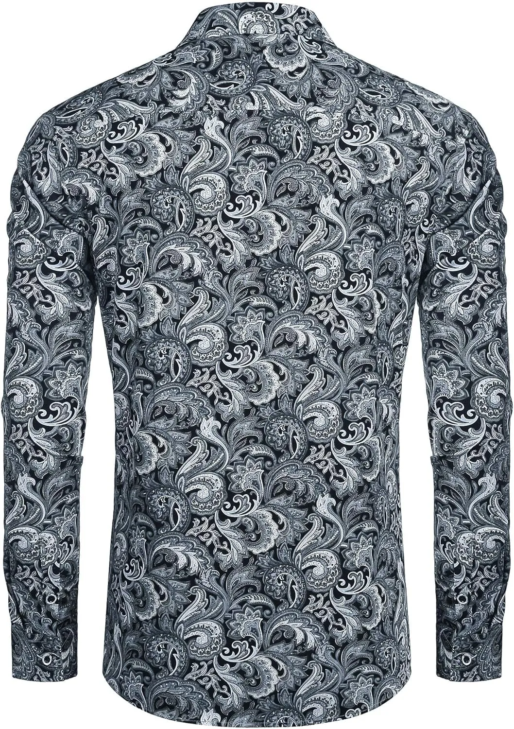 COOFANDY Men's Paisley Cotton Long Sleeve Shirt Floral Print Casual Retro Button Down Shirt