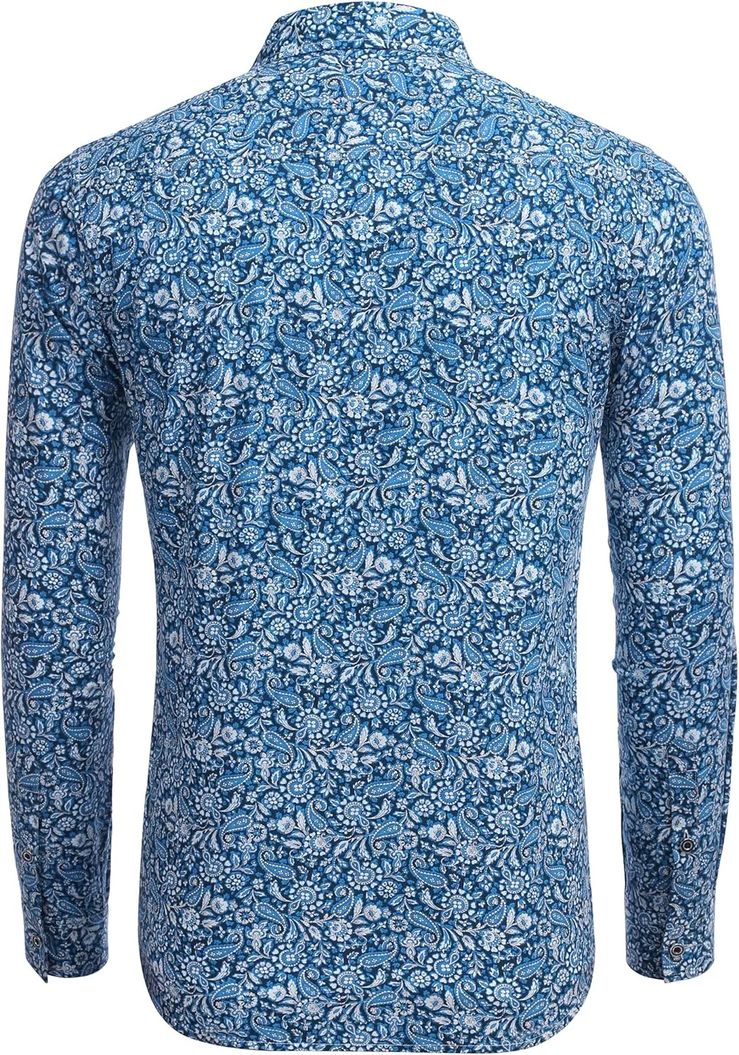 COOFANDY Men's Paisley Cotton Long Sleeve Shirt Floral Print Casual Retro Button Down Shirt
