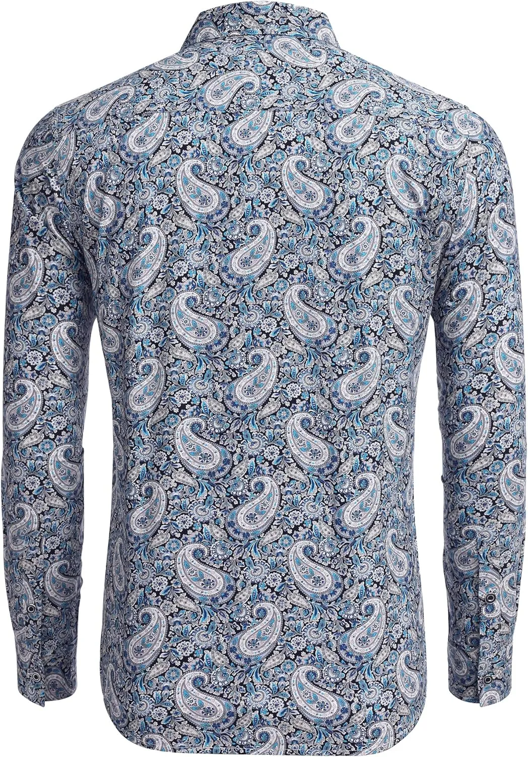 COOFANDY Men's Paisley Cotton Long Sleeve Shirt Floral Print Casual Retro Button Down Shirt