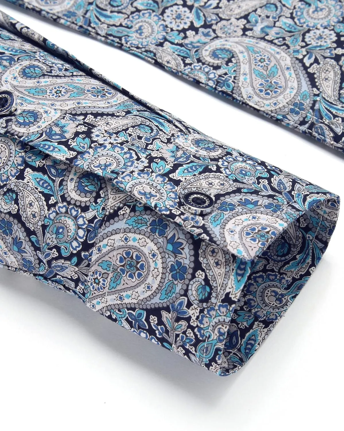 COOFANDY Men's Paisley Cotton Long Sleeve Shirt Floral Print Casual Retro Button Down Shirt