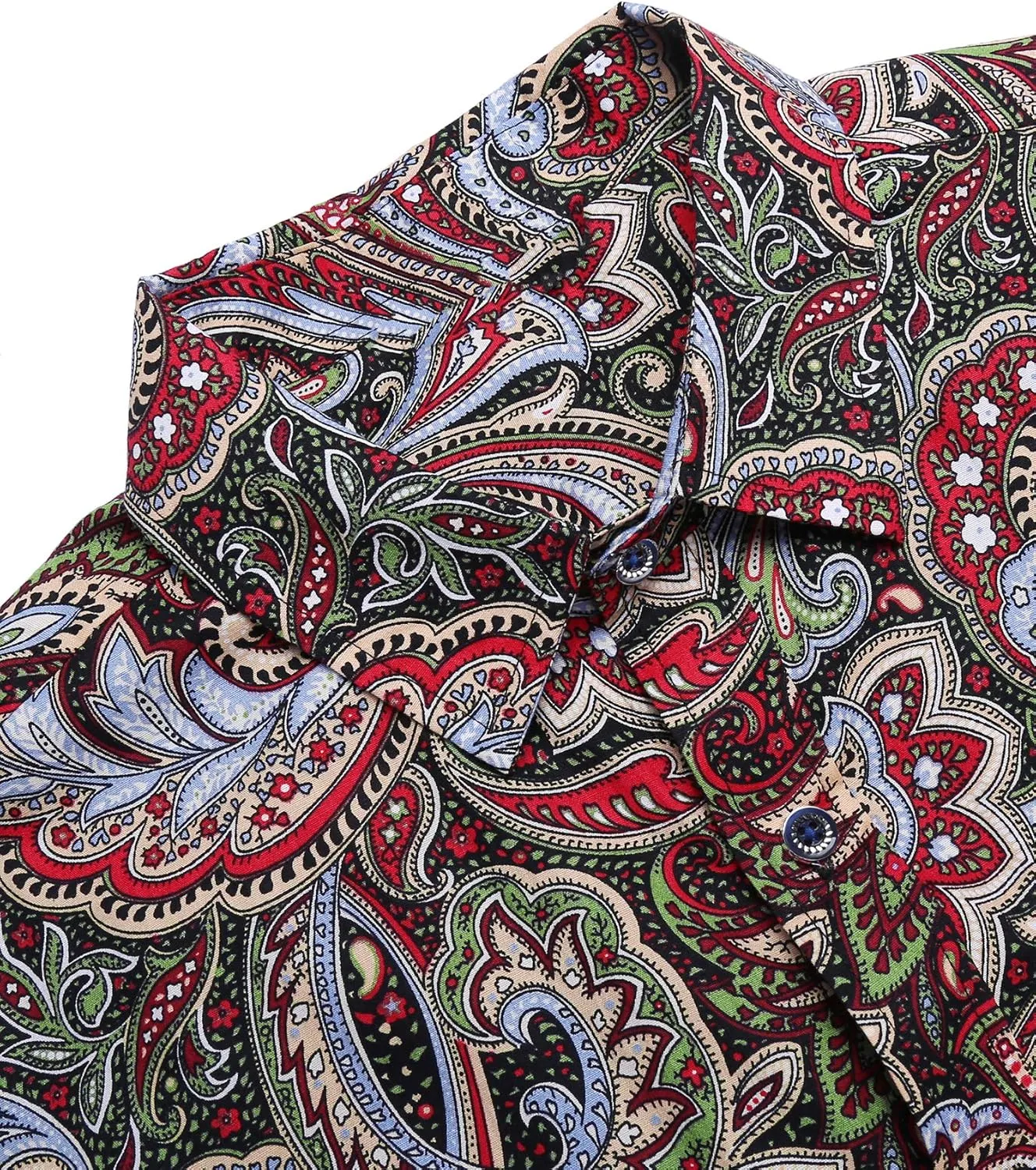 COOFANDY Men's Paisley Cotton Long Sleeve Shirt Floral Print Casual Retro Button Down Shirt