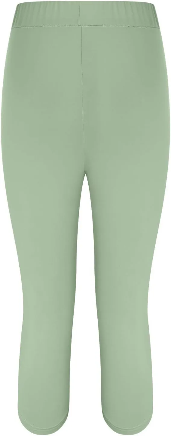 Cotton Leggings for Women Pleated Bottoms Tight Stretch Seven Minute Pants Women's Bottoms Womens Capri Leggings