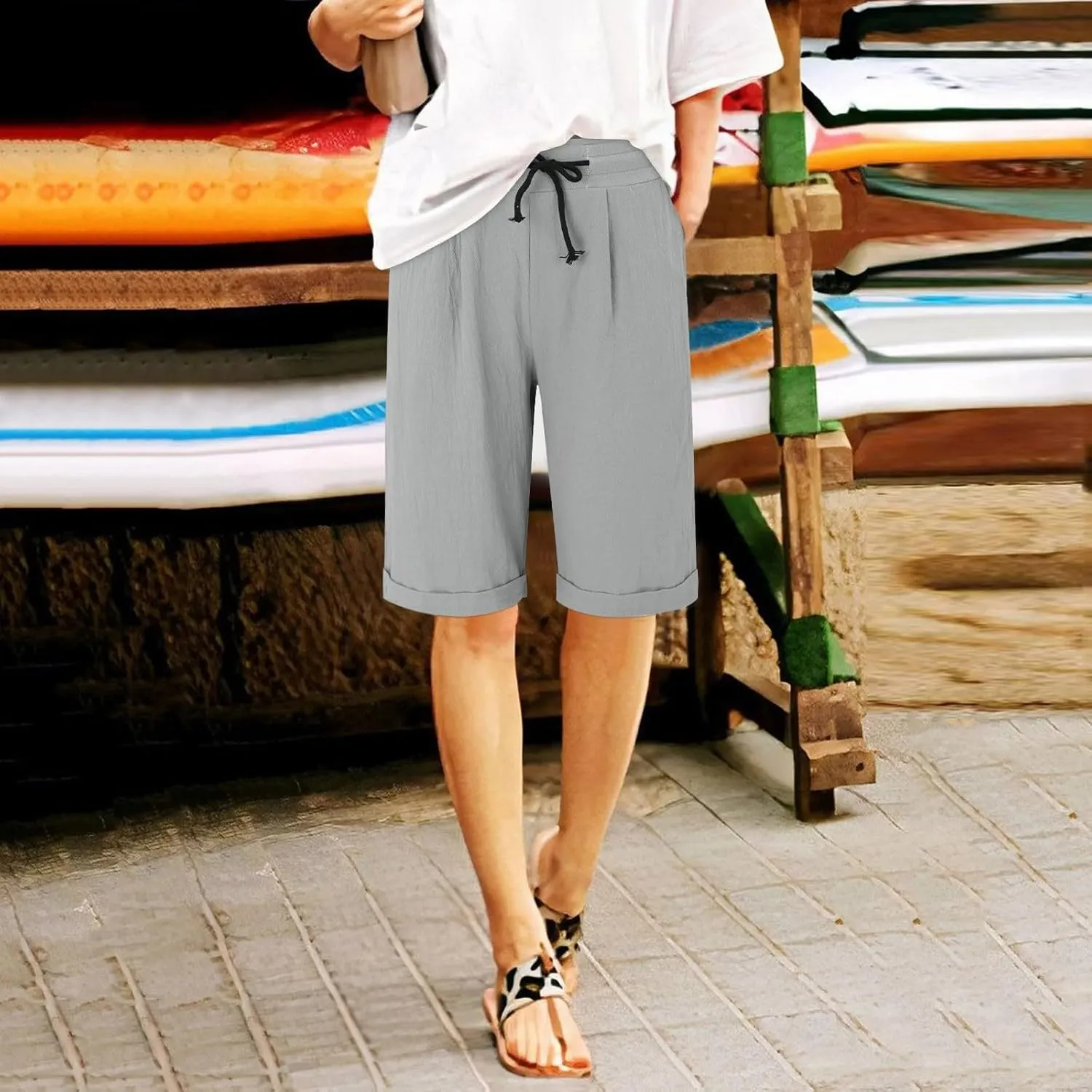 Cotton Linen Shorts Women's Athletic Shorts Causal Lightweight Quick Drying Shorts high Waisted Athletic Shorts Women