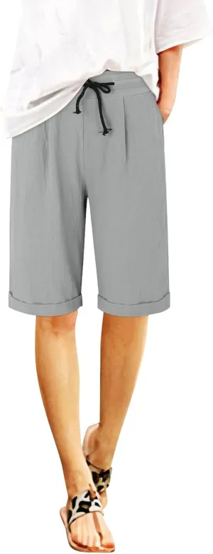 Cotton Linen Shorts Women's Athletic Shorts Causal Lightweight Quick Drying Shorts high Waisted Athletic Shorts Women