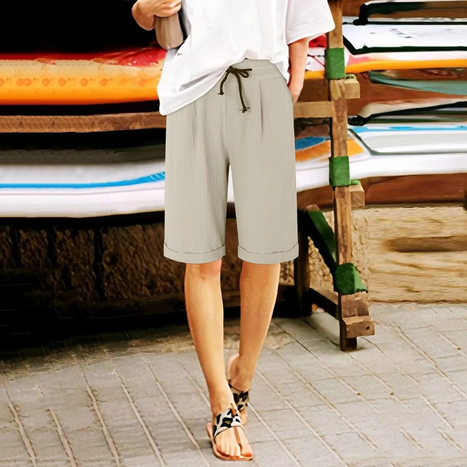 Cotton Linen Shorts Women's Athletic Shorts Causal Lightweight Quick Drying Shorts high Waisted Athletic Shorts Women