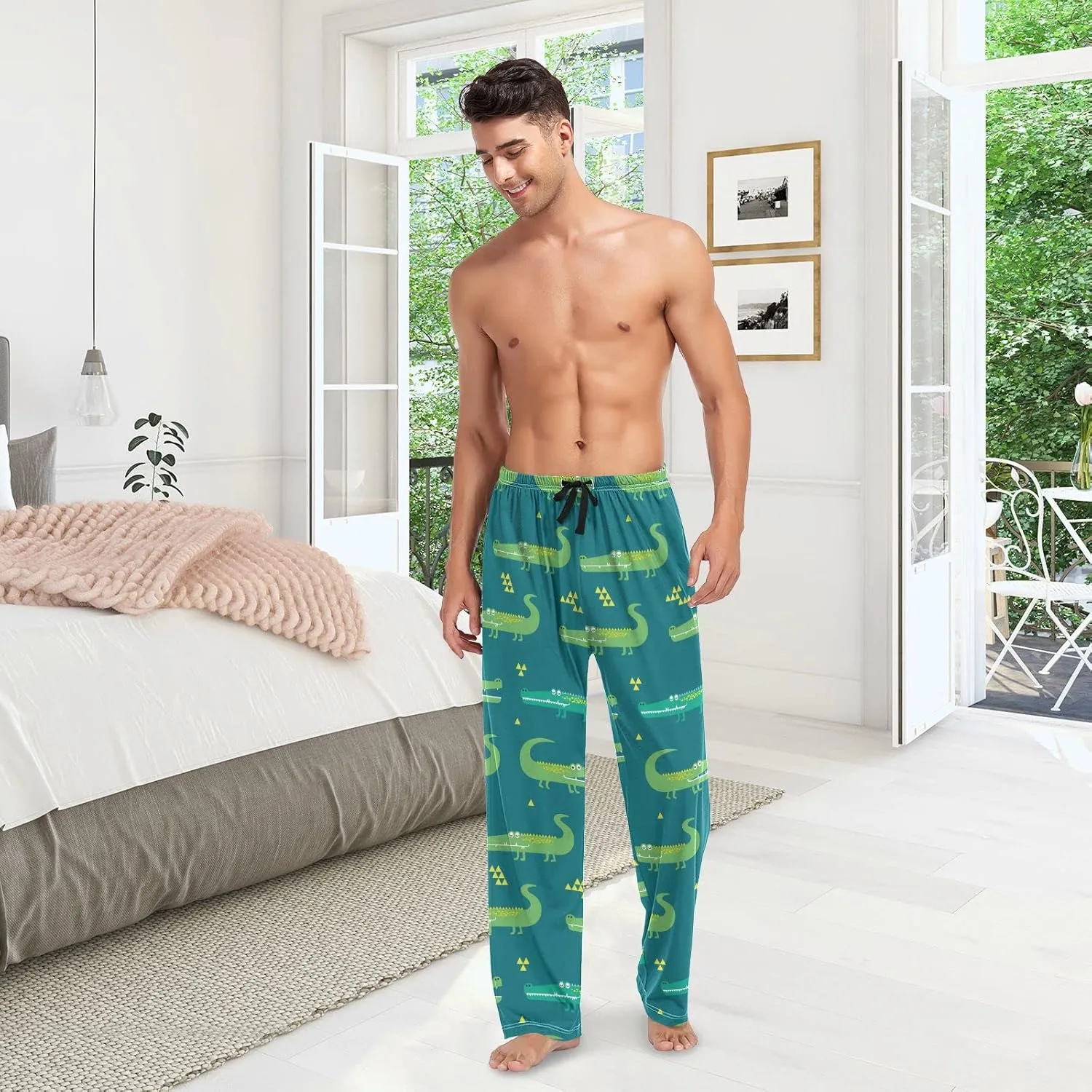 Crocodile Pattern Men's Pajama Pants Sleepwear Lounge Pajama Bottoms
