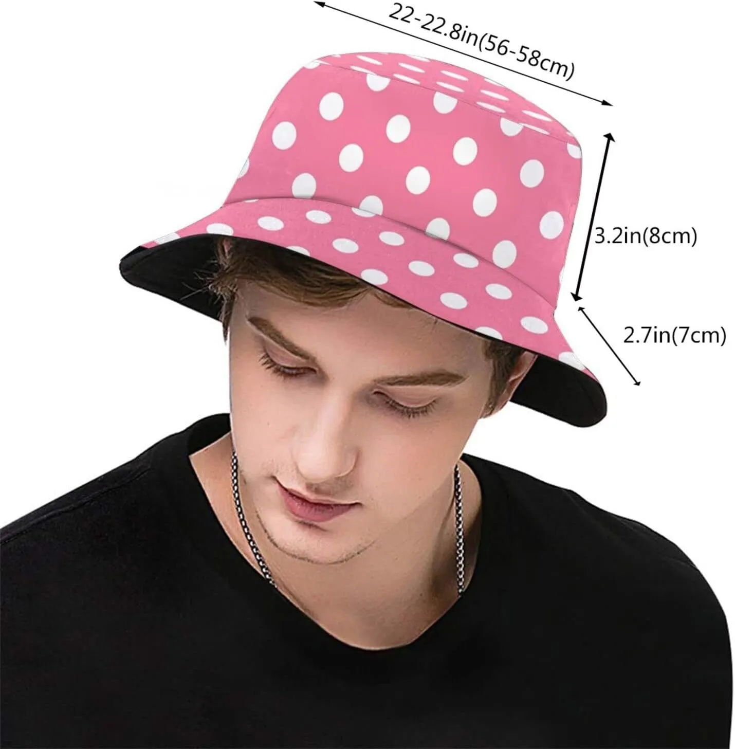 Cute Polka Dots Hat Bucket Hats Packable Travel Beach Sun Hat Wide Brim Fisherman Caps for Women Girls Men Boys