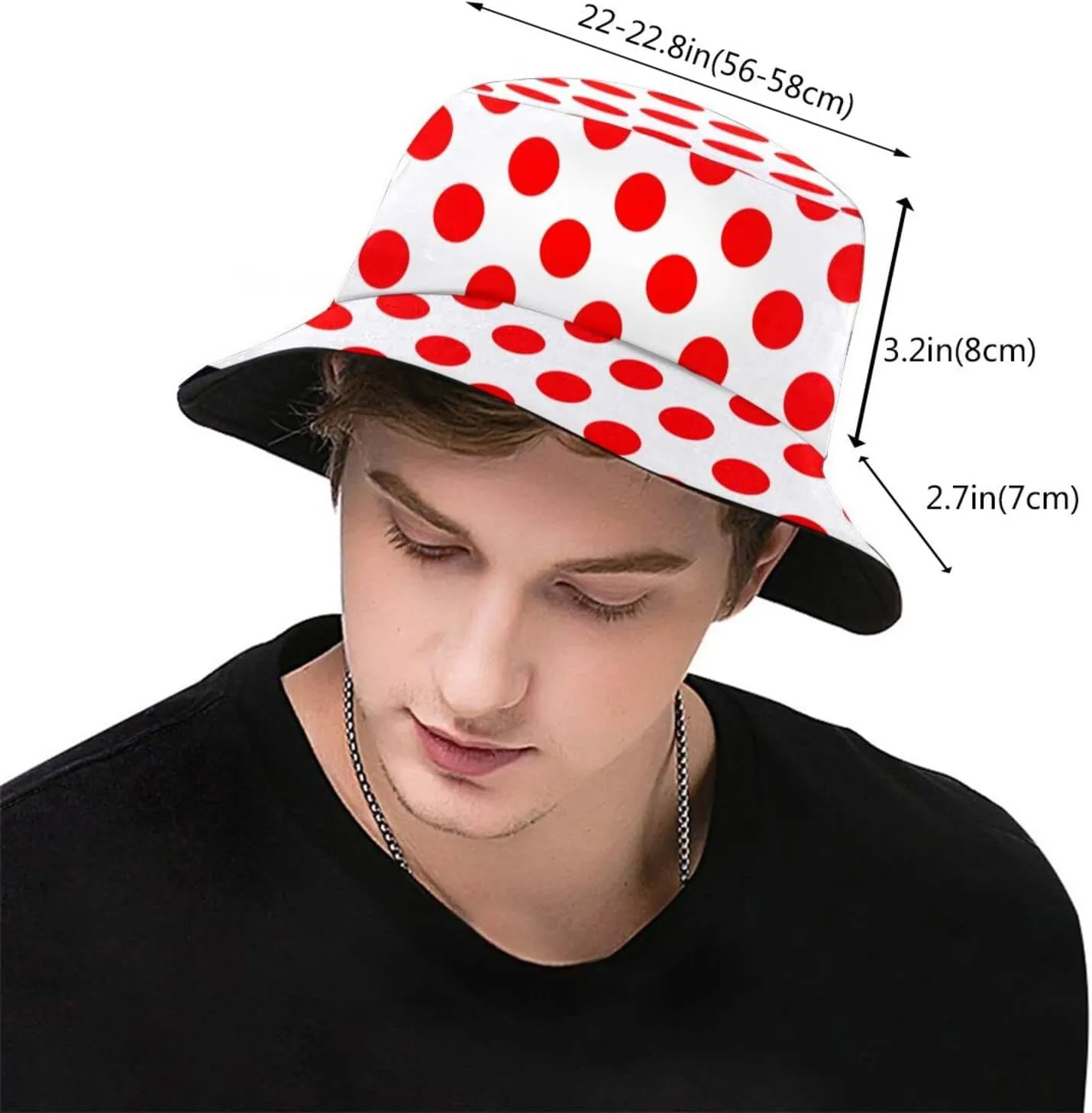 Cute Polka Dots Hat Bucket Hats Packable Travel Beach Sun Hat Wide Brim Fisherman Caps for Women Girls Men Boys