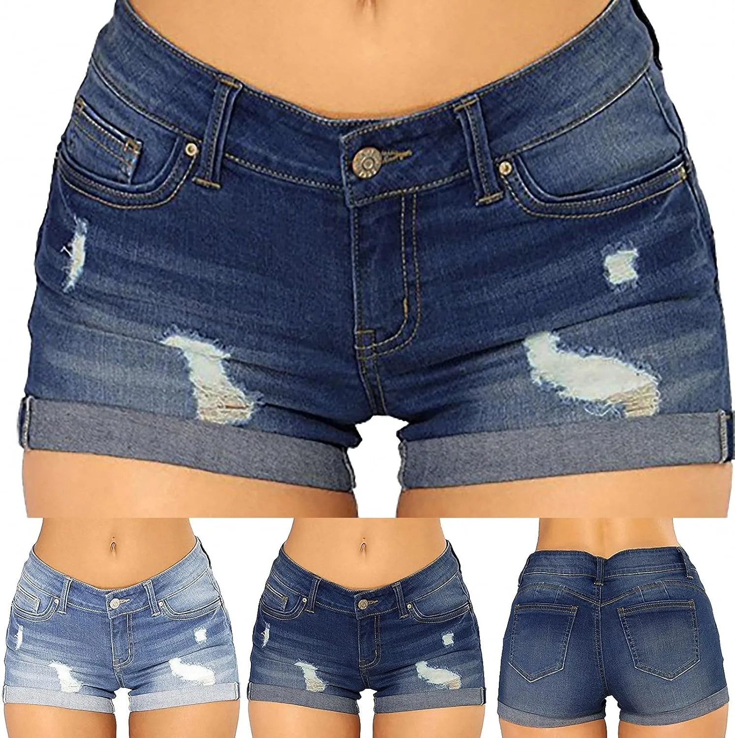 Dawery Women's Ripped High Waisted Denim Shorts Stretchy Jean Shorts Distressed Jean Shorts Women Women Romper Shorts