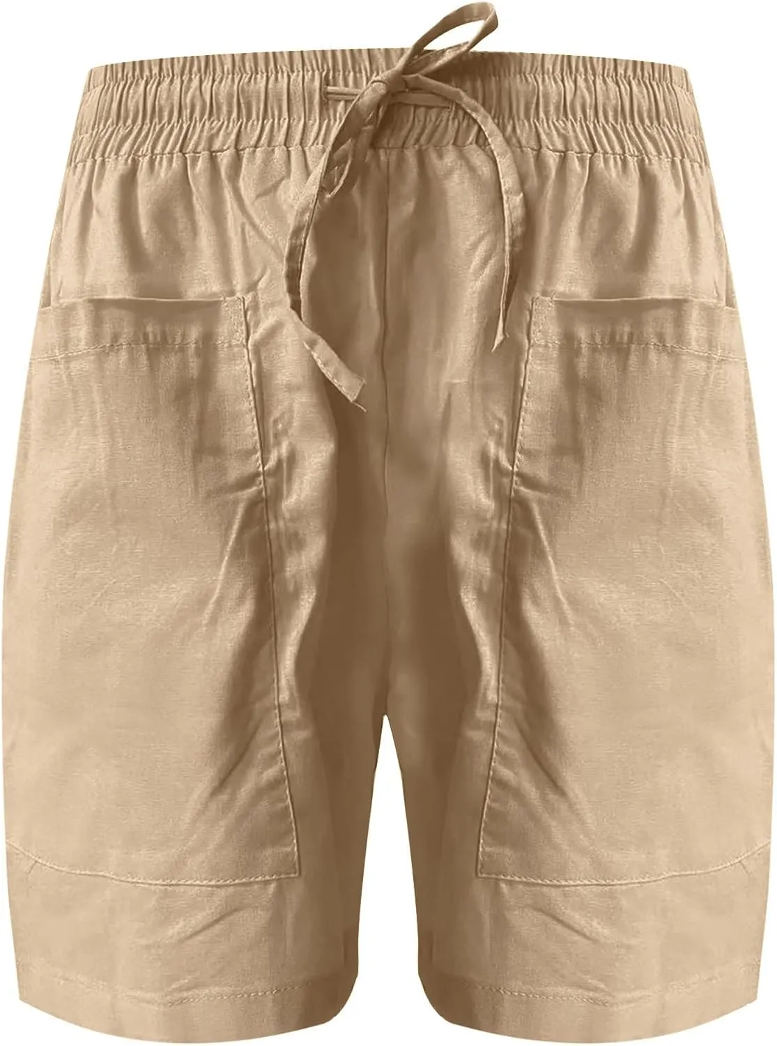 Elastic Waist Casual Comfy Summer Shorts Women's High Waisted Drawstring Shorts Solid Beach Shorts Gym Sweat Shorts