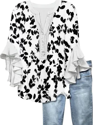 Fashion 3/4 Sleeve Plus Size Top Women Summer Gym Boyfriend Comfortable Tshirts Women's V Neck Print T Shirts