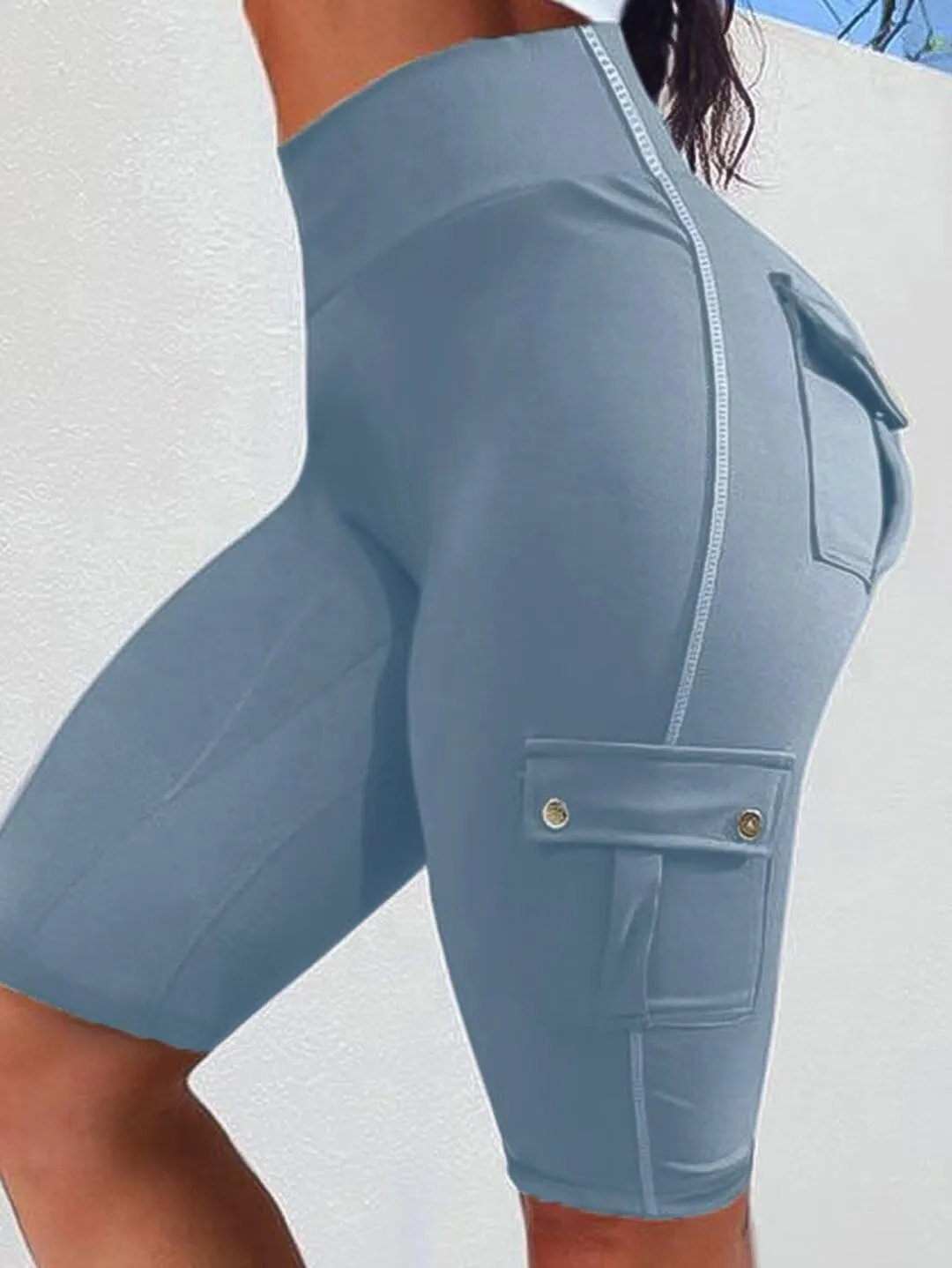 Flamingals Biker Shorts for Women High Waist Cargo Athletic Shorts Butt Lifting Workout Shorts Running Shorts