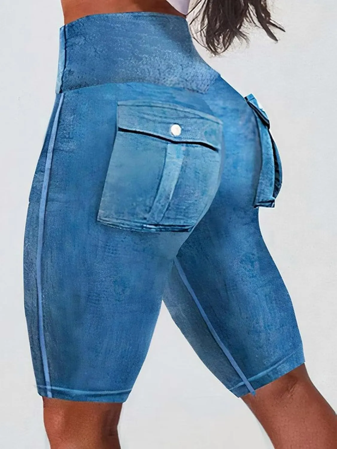Flamingals Biker Shorts for Women High Waist Cargo Athletic Shorts Butt Lifting Workout Shorts Running Shorts