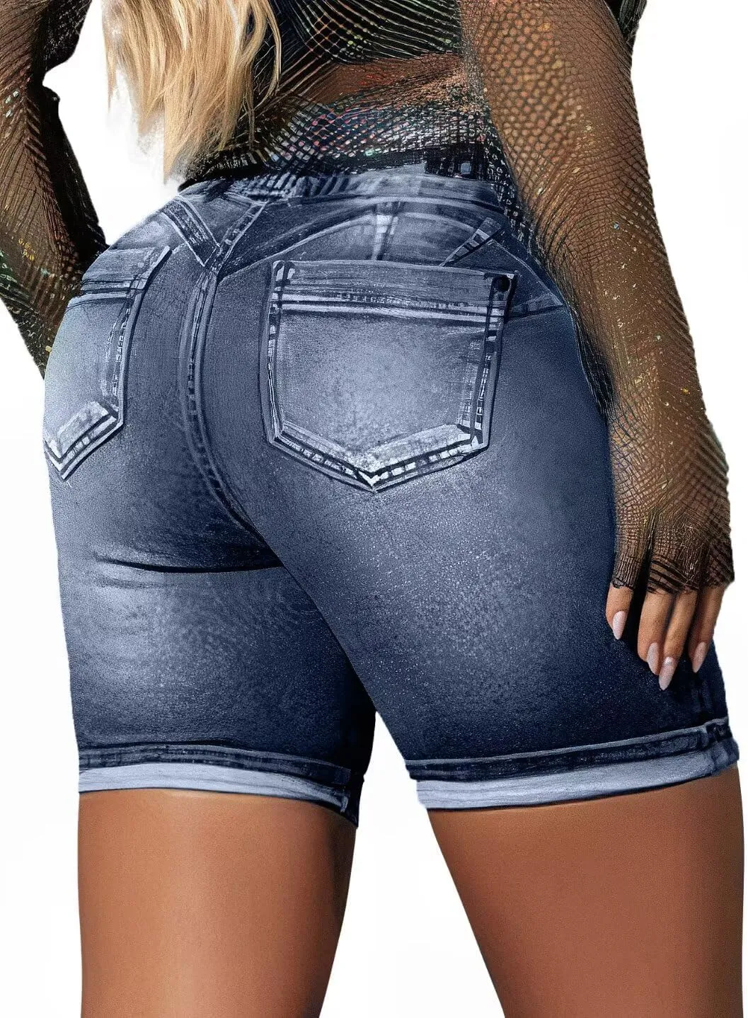 Flamingals Jean Shorts High Waist Bermuda Shorts for Women Butt Lifting Shorts Tummy Control Denim Shorts